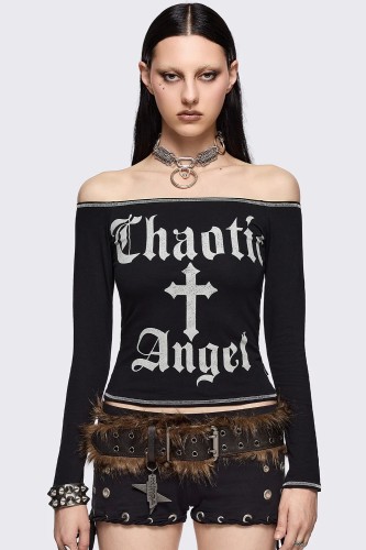 Chaotic Angel Long Sleeve Top - Minga London