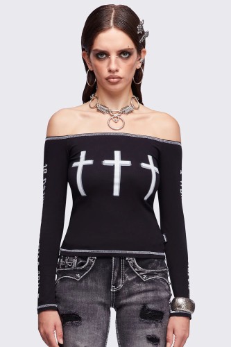 Look at Me Long Sleeve Top in Black - Minga London