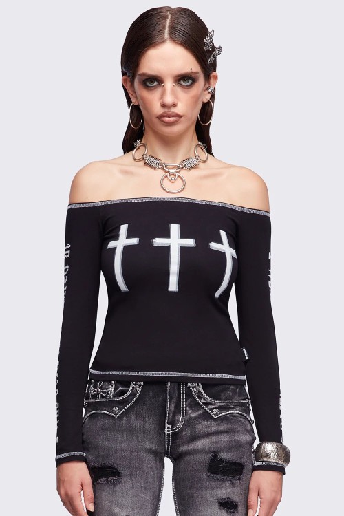 Look at Me Long Sleeve Top in Black - Minga London