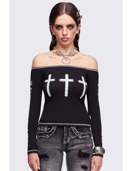 Look at Me Long Sleeve Top in Black - Minga London