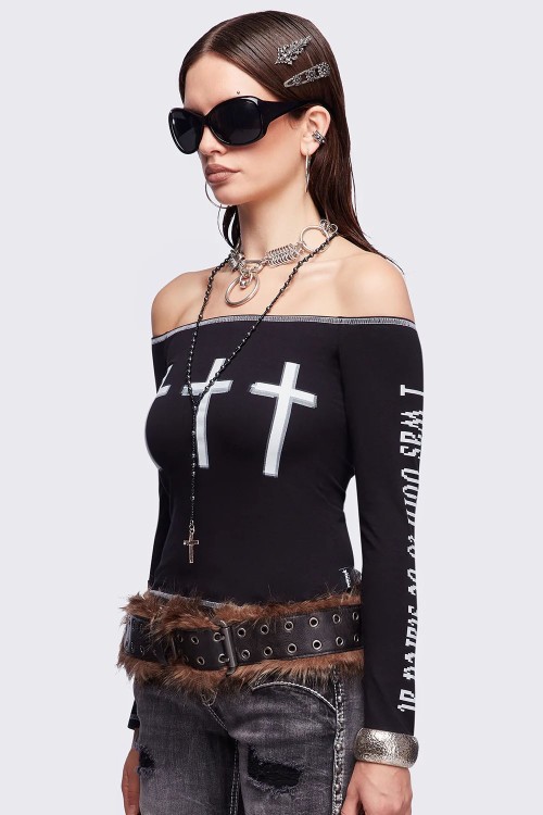 Top de Manga Larga Look at Me en Negro - Minga London