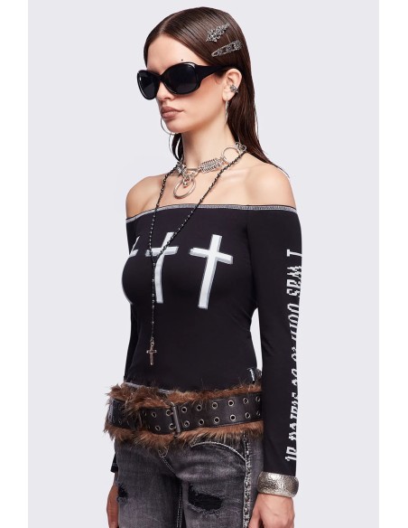 Top de Manga Larga Look at Me en Negro - Minga London