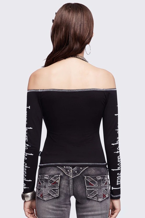 Top de Manga Larga Look at Me en Negro - Minga London