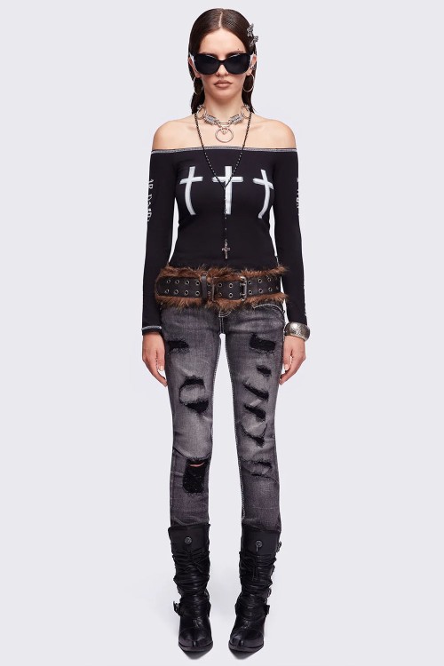 Look at Me Long Sleeve Top in Black - Minga London