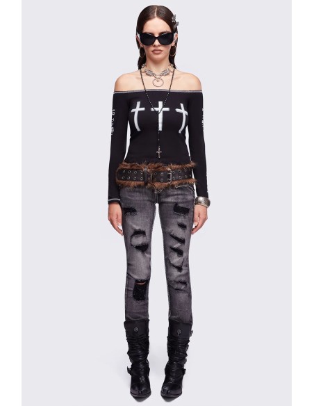 Look at Me Long Sleeve Top in Black - Minga London