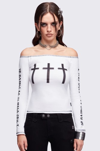 Look at Me Long Sleeve Top in White - Minga London