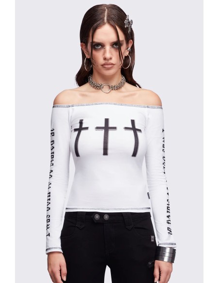 Look at Me Long Sleeve Top in White - Minga London