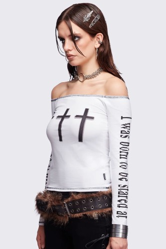 Top de Manga Larga Look at Me en Blanco - Minga London 2