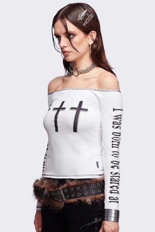 Look at Me Long Sleeve Top in White - Minga London