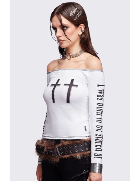 Top de Manga Larga Look at Me en Blanco - Minga London