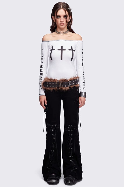 Look at Me Long Sleeve Top in White - Minga London