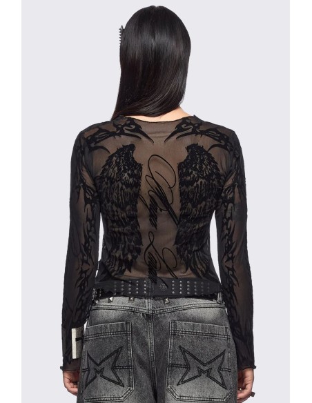 Wing it Mesh Top in Black - Minga London