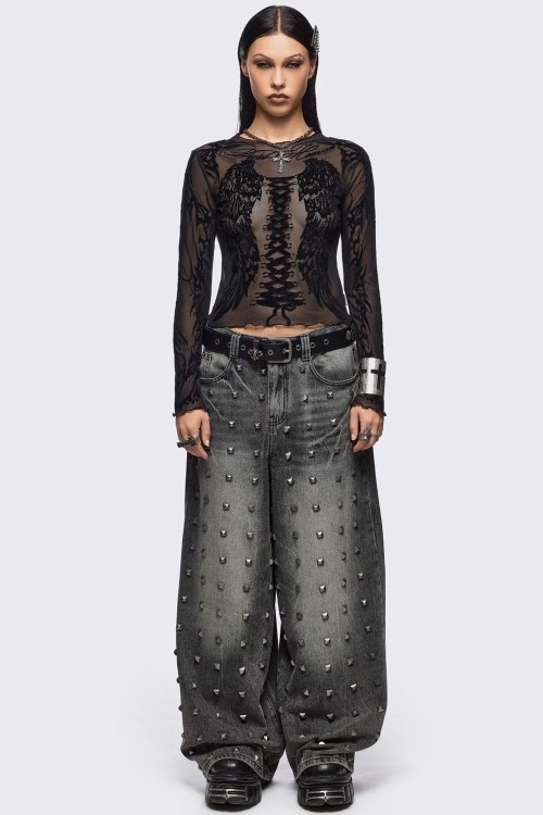 Wing it Mesh Top in Black - Minga London