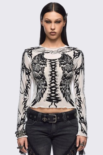 Wing it Mesh Top in White - Minga London