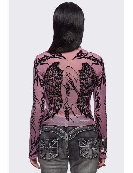 Wing it Mesh Top in Pink - Minga London