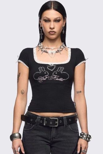 Camiseta Baby Tee Doll Hearted  - Minga London