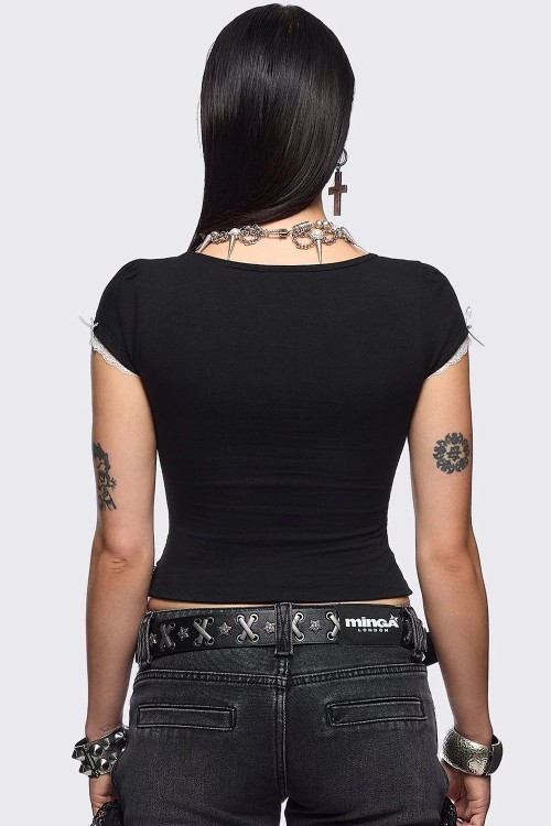 Camiseta Baby Tee Doll Hearted  - Minga London