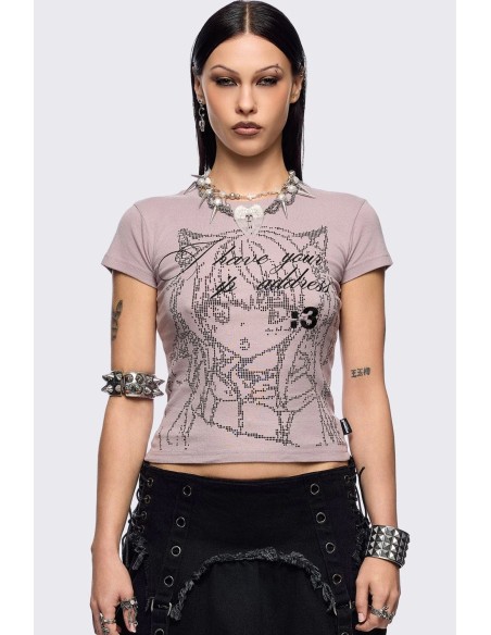 Camiseta Baby Tee IP Address en Rosa - Minga London