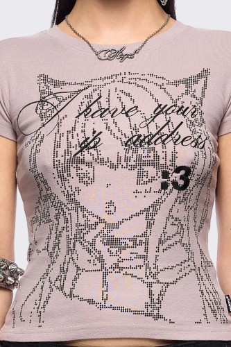 Camiseta Baby Tee IP Address en Rosa - Minga London 2