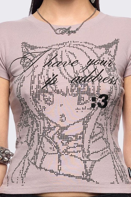 Baby Tee IP Address T-shirt in Pink - Minga London