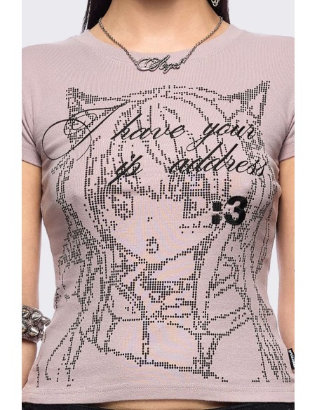 Baby Tee IP Address T-shirt in Pink - Minga London