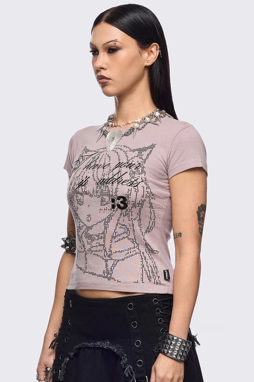 Camiseta Baby Tee IP Address en Rosa - Minga London