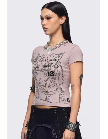 Baby Tee IP Address T-shirt in Pink - Minga London