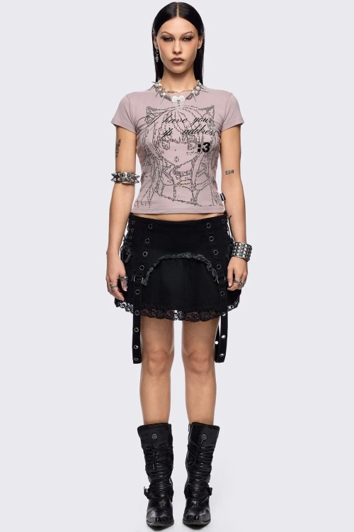 Camiseta Baby Tee IP Address en Rosa - Minga London