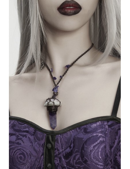 Mystic Crystal Necklace in Purple - Punk Rave