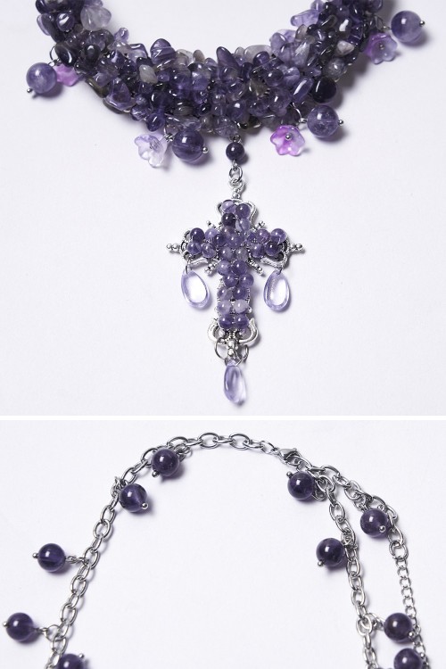 Collar Misty Cross en Lila - Punk Rave