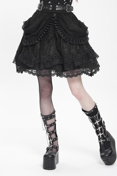 Falda con Cinturón Dark Princess en Negro  - Devil Fashion