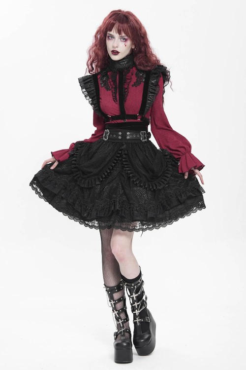 Dark Princess Skirt with Belt in Black - Devil Fashion