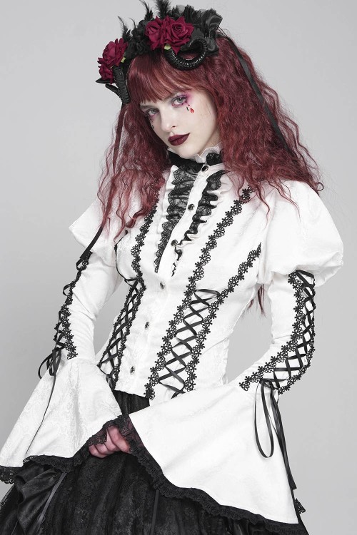 Madame Light Blouse in Black and White - Devil Fashion