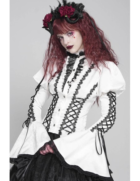 Madame Light Blouse in Black and White - Devil Fashion