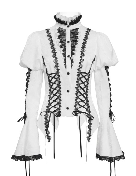 Madame Light Blouse in Black and White - Devil Fashion