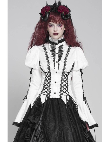 Madame Light Blouse in Black and White - Devil Fashion