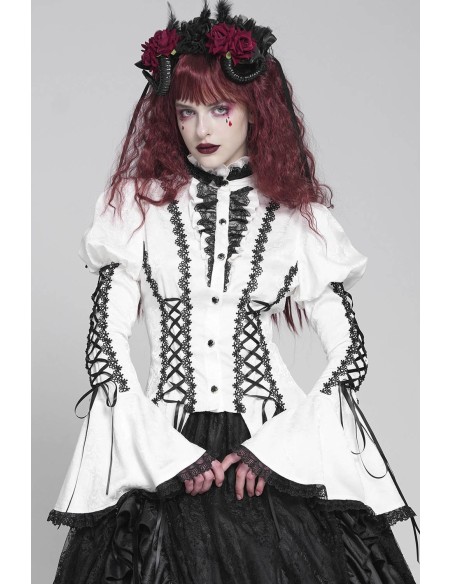 Madame Light Blouse in Black and White - Devil Fashion