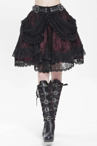 Falda con Cinturón Dark Princess Negro x Rojo - Devil Fashion
