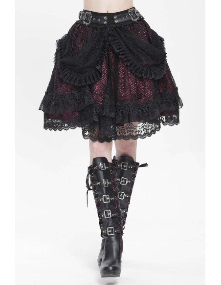 Falda con Cinturón Dark Princess Negro x Rojo - Devil Fashion