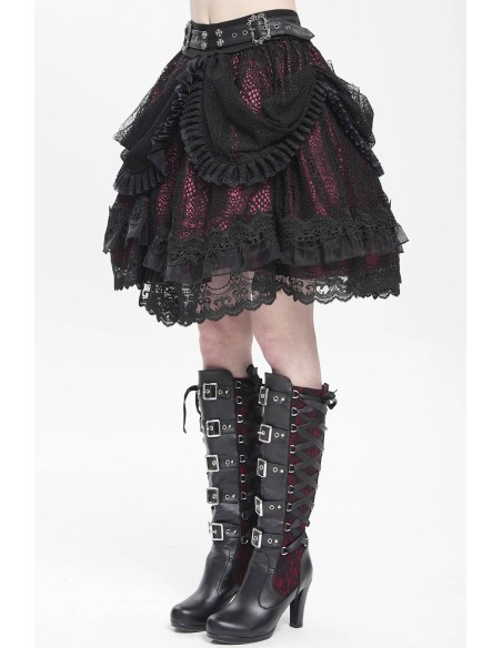 Dark Princess Skirt with Belt Black x Red - Devil Fashion