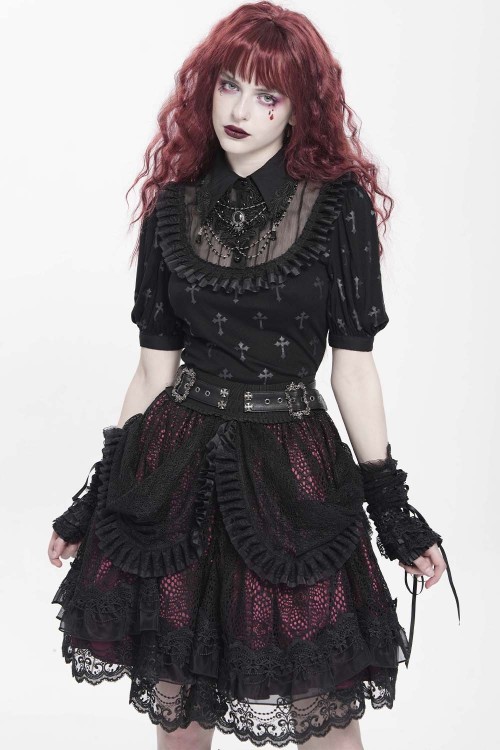Falda con Cinturón Dark Princess Negro x Rojo - Devil Fashion