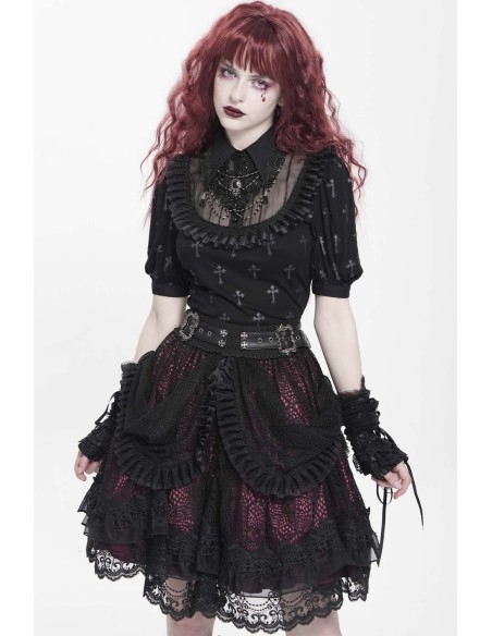 Dark Princess Skirt with Belt Black x Red - Devil Fashion