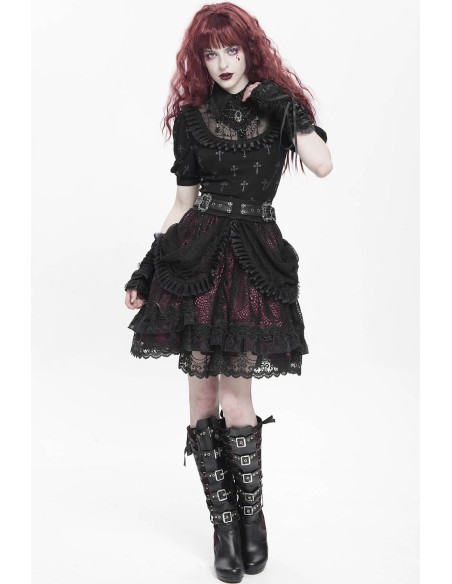 Falda con Cinturón Dark Princess Negro x Rojo - Devil Fashion