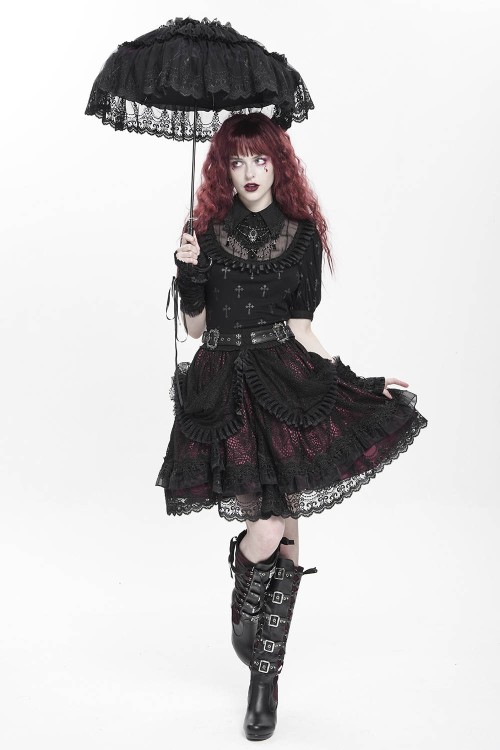 Falda con Cinturón Dark Princess Negro x Rojo - Devil Fashion