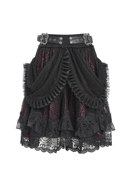 Dark Princess Skirt with Belt Black x Red - Devil Fashion