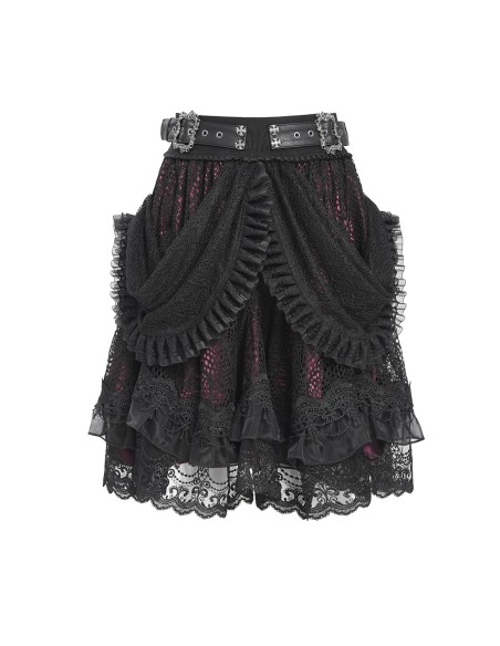 Dark Princess Skirt with Belt Black x Red - Devil Fashion