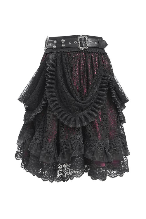 Dark Princess Skirt with Belt Black x Red - Devil Fashion