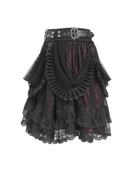 Dark Princess Skirt with Belt Black x Red - Devil Fashion