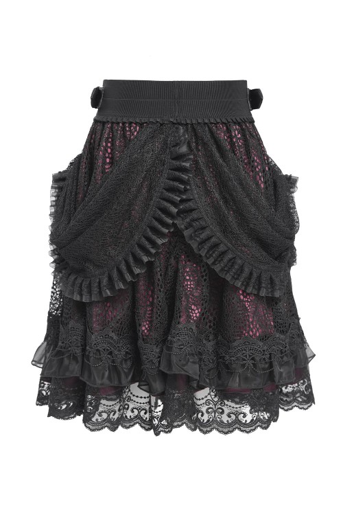 Dark Princess Skirt with Belt Black x Red - Devil Fashion