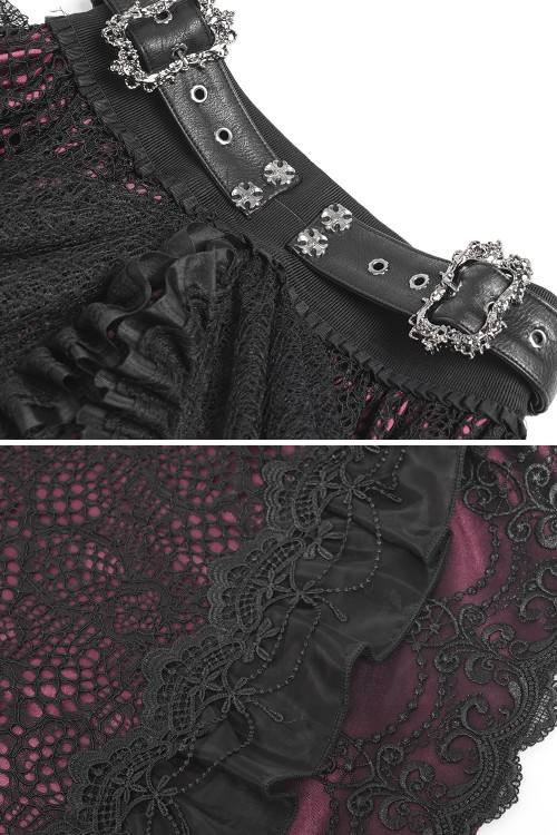 Falda con Cinturón Dark Princess Negro x Rojo - Devil Fashion